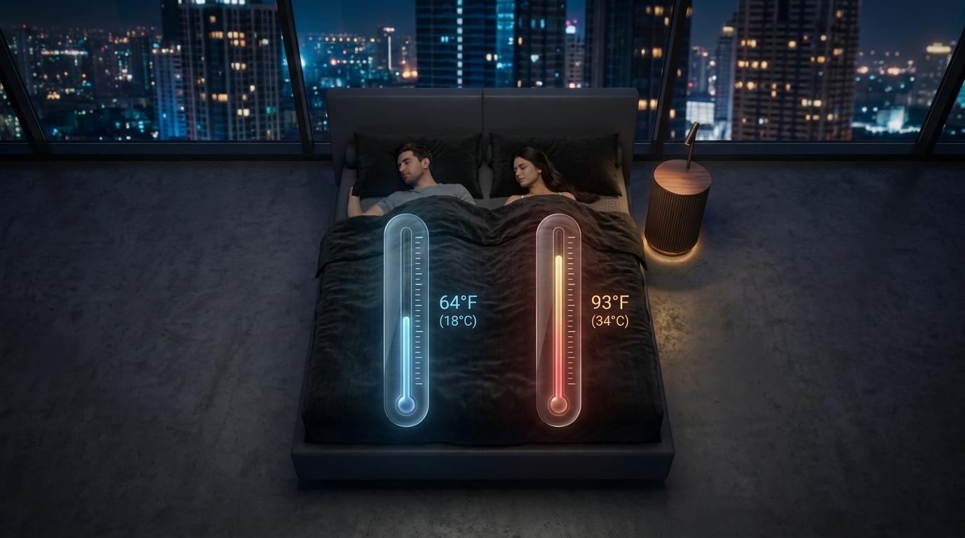 Dual-zone temperatures visualized on the bed